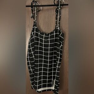 Checkered overalls dress